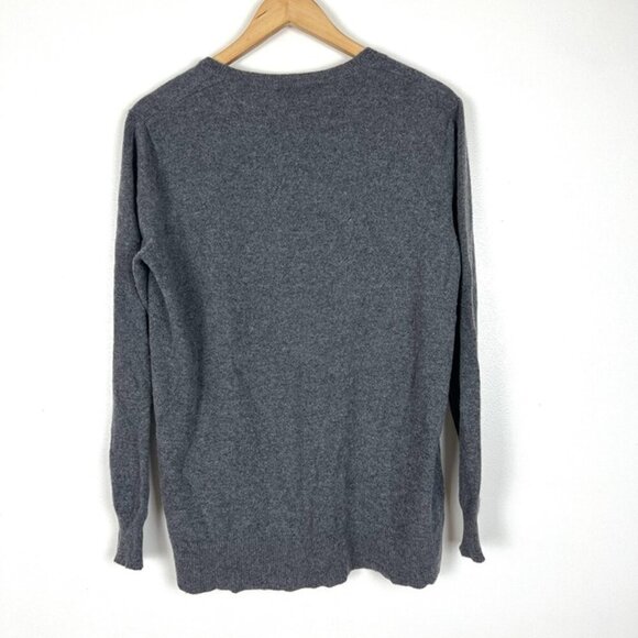 Zara Knit Women's Gray 100% Cashmere V-neck Sweater sz M Minimalist Capsule - Picture 2 of 5